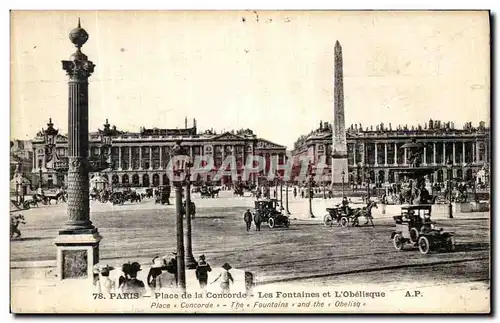 Ansichtskarte AK Paris Place de la Concorde Fontaines et l obelisque