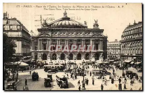 Ansichtskarte AK Paris Place de l Opera les Stations du Metro et le Theatre de l Opera