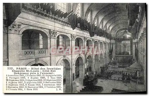 Cartes postales Paris Hotel des Invalides Chapelle St Louis Cote Est Drapeaux pris a l Ennemi