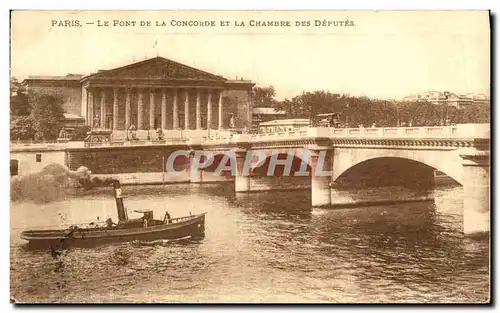 Ansichtskarte AK Paris Le Pont de la Concorde et la Chambre Des Deputes Peniche Bateau