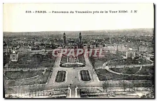 Cartes postales Paris Panorama du Trocadero pris de la Tour Eiffel