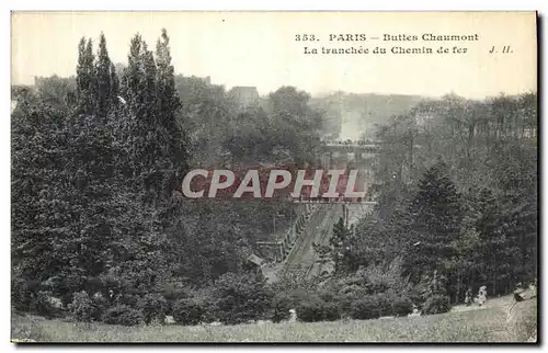 Ansichtskarte AK Paris Buttes Chaumont La Tranchee du Chemin de Fer Train