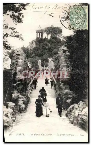 Cartes postales Paris Les Buttes Chaumont Le Pont Suspendu