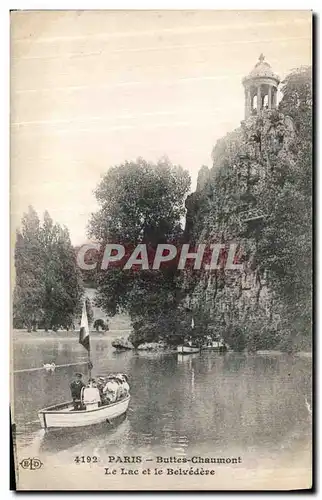 Cartes postales Paris Buttes Chaumont Le Lac et Le Belvedere