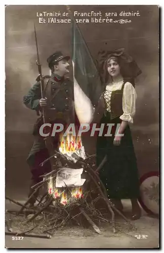 Cartes postales Le Traite Francfort Sera Dechire Et L Alsace Sera Liberee Militaria Alsace