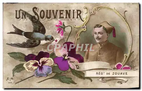 Cartes postales Un Souvenir Regiment De Zouave Militaria