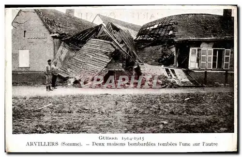 Cartes postales Arvillers Deux Maisons Bombardees Tombees L Une Sur L autre Militaria