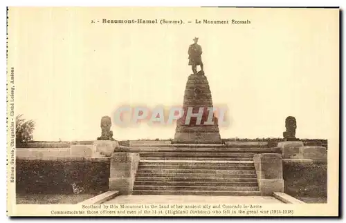 Ansichtskarte AK Beaumont Hamel Le Monument Ecossais Militaria