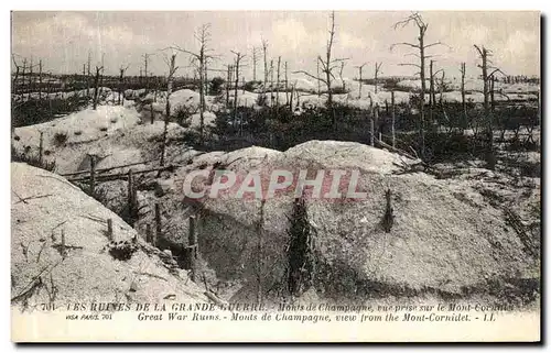 Ansichtskarte AK Les Ruines De La Grande Guerre Monts de Champagne Militaria Mont Cornillet Tranchees