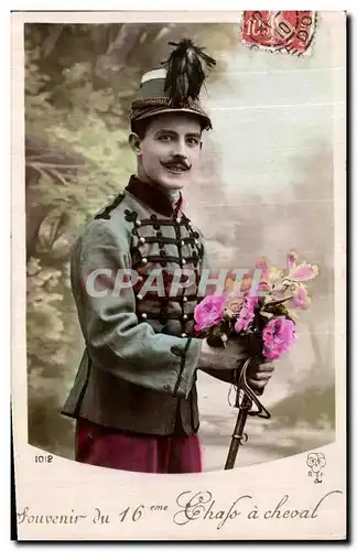 Cartes postales Souvenir 16eme Chars a Cheval Militaria