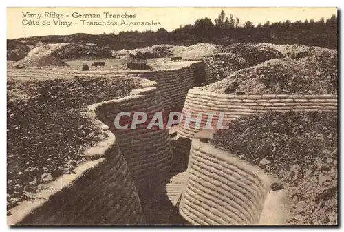 Cartes postales Vimy Ridge German Trenches Cote De Vimy Tranchees Allemandes Militaria