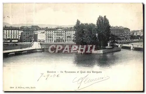 Cartes postales Geneve Ile Rousseau et Quai des Bergues