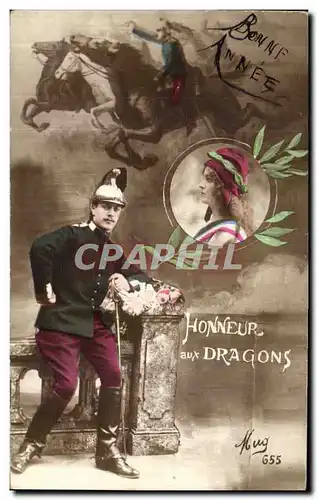 Cartes postales Honneur aux Dragons Militaria