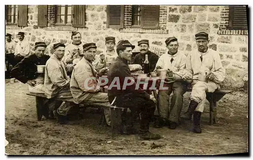 CARTE PHOTO Militaria Soldats la soupe