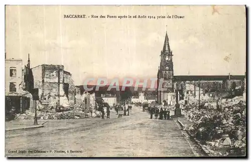 Ansichtskarte AK Baccarat Rue des Ponts apres le 26 aout 1914 Militaria