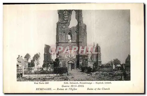 Cartes postales Reminghe Ruines de l Eglise Militaria