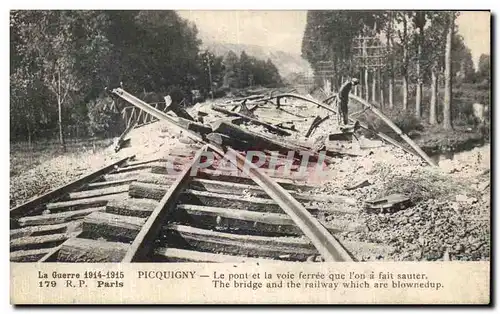 Ansichtskarte AK Picquigny Le Pont et la Voie Ferree Militaria