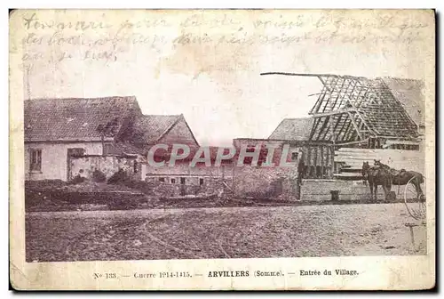 Ansichtskarte AK Arvillers Entree du Village Militaria