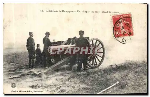 Ansichtskarte AK L Artillierie de Campagne au Tir Depart du coup Recul du Canon Militaria