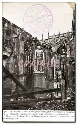 Cartes postales Ypres La Cathedrale La Statue de Vandepelreboom Militaria