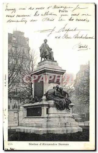 Ansichtskarte AK Statue d Alexandre Dumas Paris