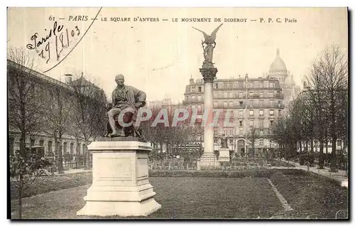 Cartes postales Paris Le Square D Anvers Le Monument De Diderot