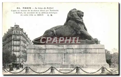 Cartes postales Paris Le lion de Belfort