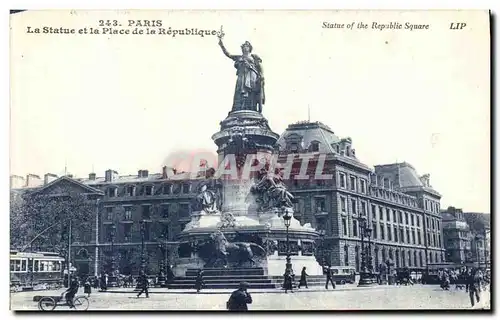 Cartes postales Paris La Statue et La Place d La Republique