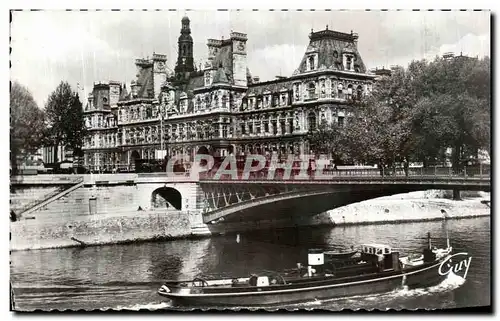 Cartes postales Paris Hotel De Ville et le pont d Arcole Peniche