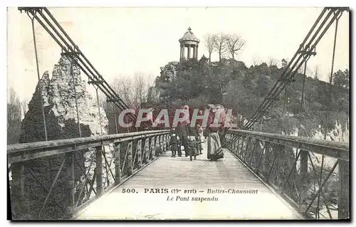 Cartes postales Paris Buttes Chanmont Le Pont suspendu