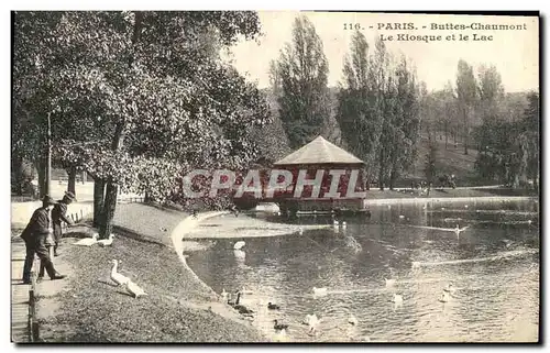 Cartes postales Paris Buttes Chaumont Le Kiosque et le Lac
