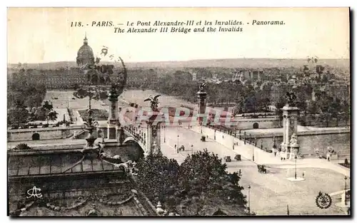 Cartes postales Paris Le Pont Alexandre III et les Invalides Panorama