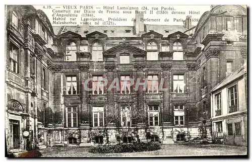 Cartes postales Vieux Paris Hotel Lamoignon Construit par Daine de France sous Heari IIdevenu Hotel d Angouleme