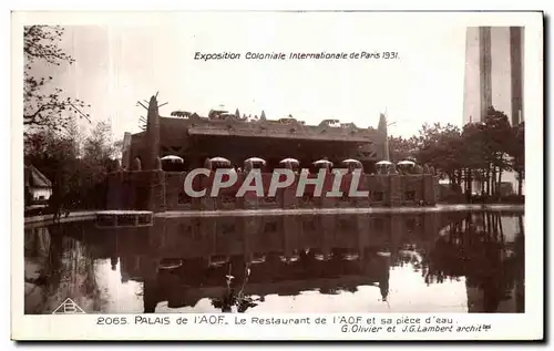 Cartes postales Palais de L Aof Le Restaurant de l AOF et sa piece d eau Exposition coloniale internationale Par