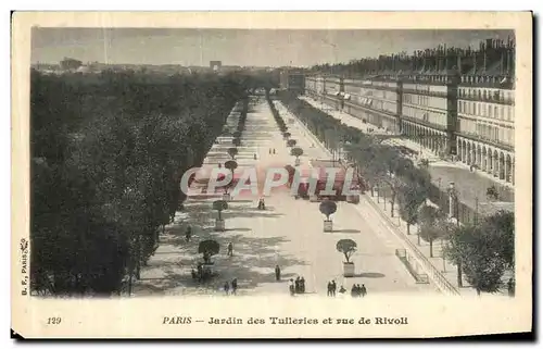 Cartes postales Paris Jardin des Tuileries et rue de Rivoli