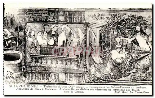Cartes postales La Chaise Dieu Tapisseries d Arras SAintes femmes au tombeau Appartion de Jesus a Madeleine