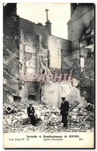 Cartes postales Reims Apres l incendie Militaria