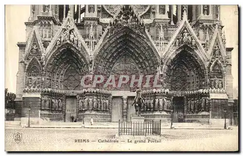 Ansichtskarte AK Reims Cathedrale Le Grand Portail