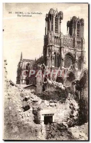 Cartes postales Reims La Cathedrale Militaria