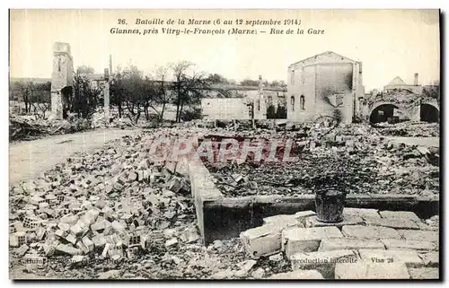 Cartes postales Giannes Pres Vitry le Francois Rue de La Gare Militaria