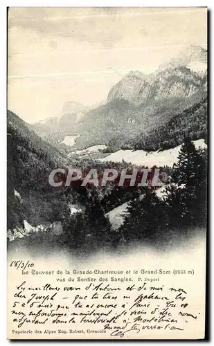 Cartes postales Le Couvent de la Grande Chartreuse et le Grand Som vus du sentier des Sangles