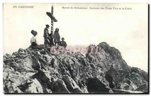 Ansichtskarte AK Dauphine Massif de Belledonne Sommet des Trois Pics et la Croix