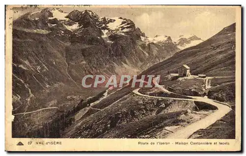 Cartes postales Route de l Iseran Maison Cantonniere et lacets