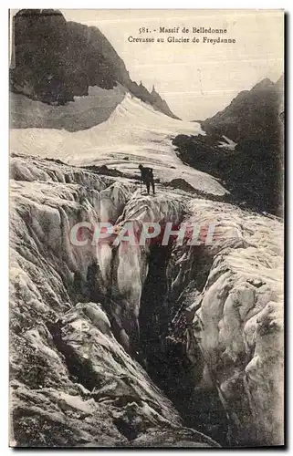 Ansichtskarte AK Massif de belledonne Crevasse au Glacier de Freydanne