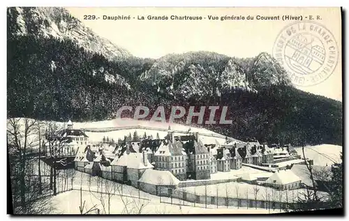 Cartes postales Dauphine La Grande Charteuse Vue Generale du Couvent hiver