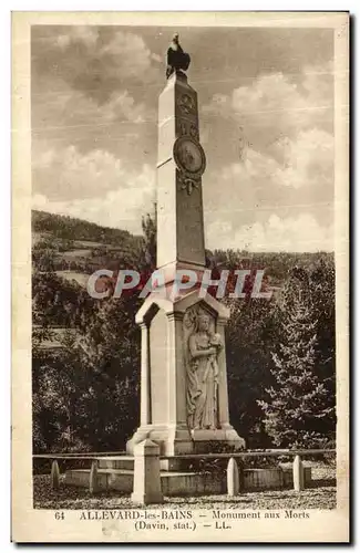 Cartes postales Dauphine Allevard les Bains Monument aux morts Militaria