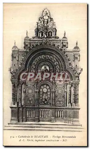 Cartes postales Cathedrale Beauvais Horloge Monumentale