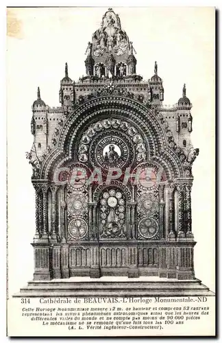 Cartes postales Cathedrale Beauvais Horloge Monumentale