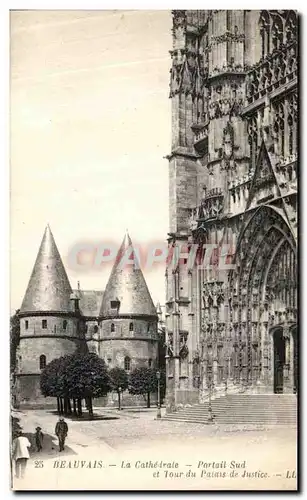 Ansichtskarte AK Beauvais La Cathedrale Portail Sud et Tour du Palais de Justice