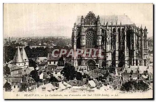 Cartes postales Beauvais La Cathedrale Vue D Ensemble Cote Sud